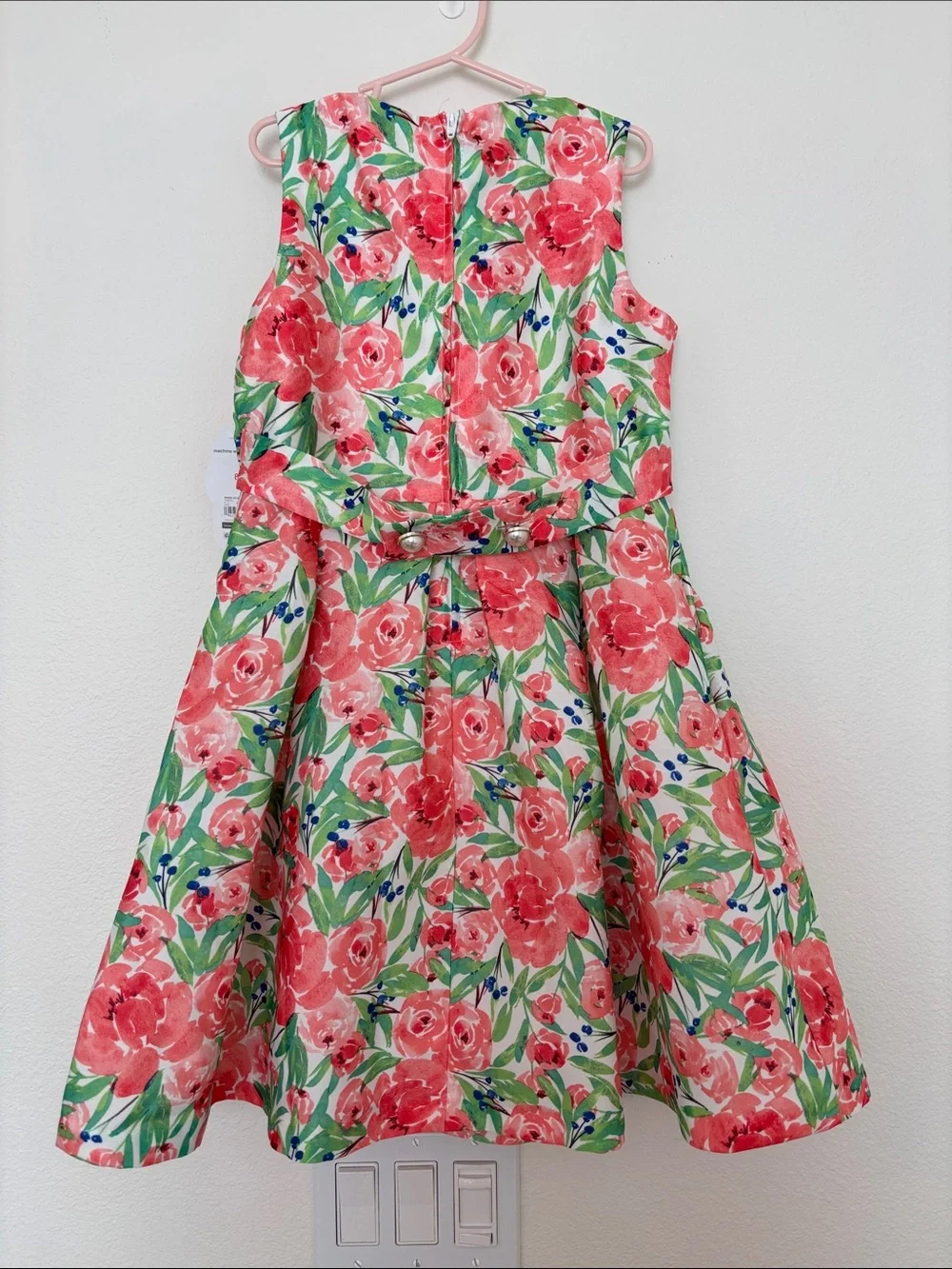 wonder nation Coral Floral Bow-Front Girls' Dress
